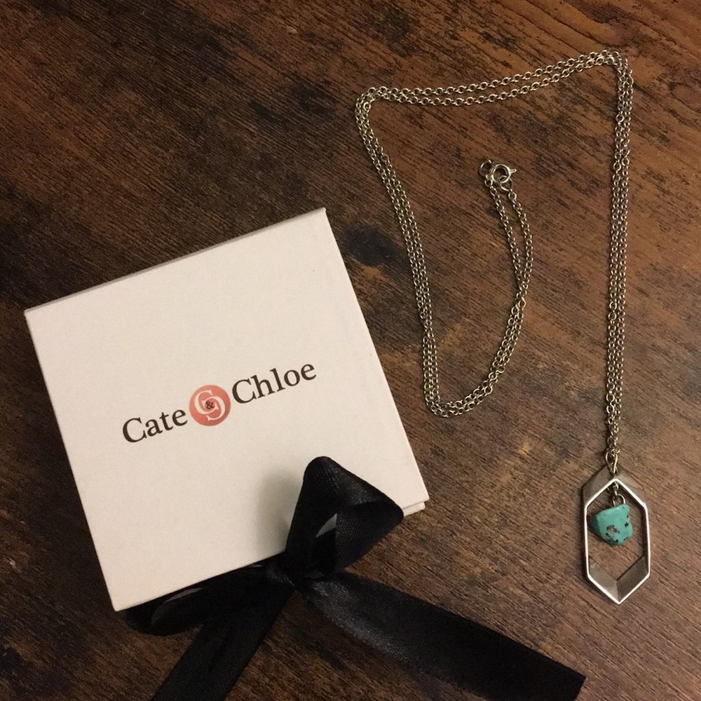 Cate & Chloe Silver Necklace w/ Turquoise pendant